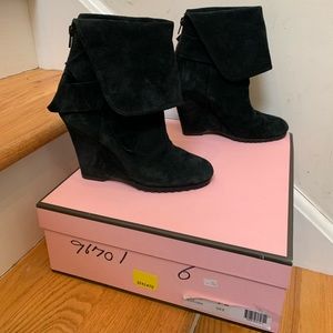 Juicy Couture Lelu Black Suede Wedge Bootie